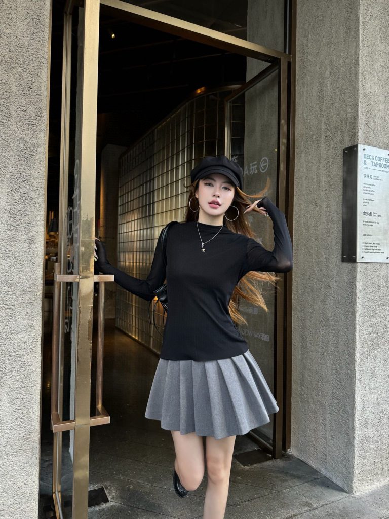 香奈儿 レディース ブラウス ブラック 透け感あり リブ素材 3色入 - 画像 6