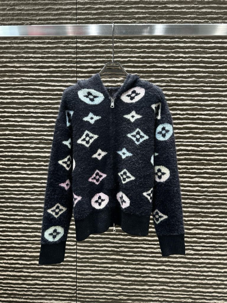 Louis Vuittonラグランスリーブのルイヴィトン ファー素材 フルジップカーディガン 2色展開 - 画像 2