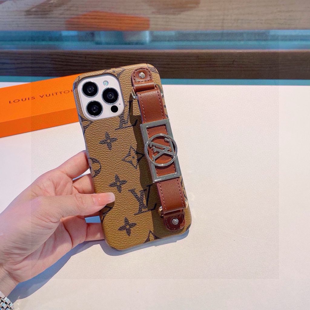 iPhoneケースロエベ風 ストラップ付きiPhoneケース 2色入 - 画像 4