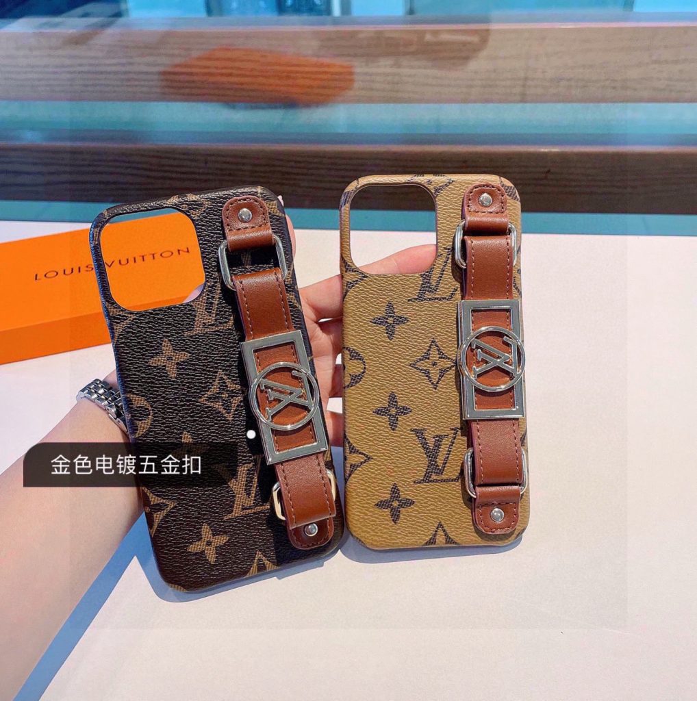 iPhoneケースロエベ風 ストラップ付きiPhoneケース 2色入 - 画像 2