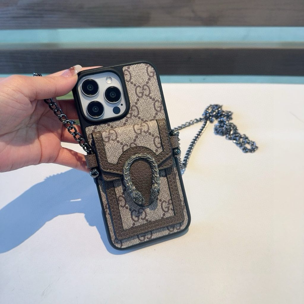 iPhoneケースグッチ iPhoneケース チェーン付き 2色あり - 画像 2