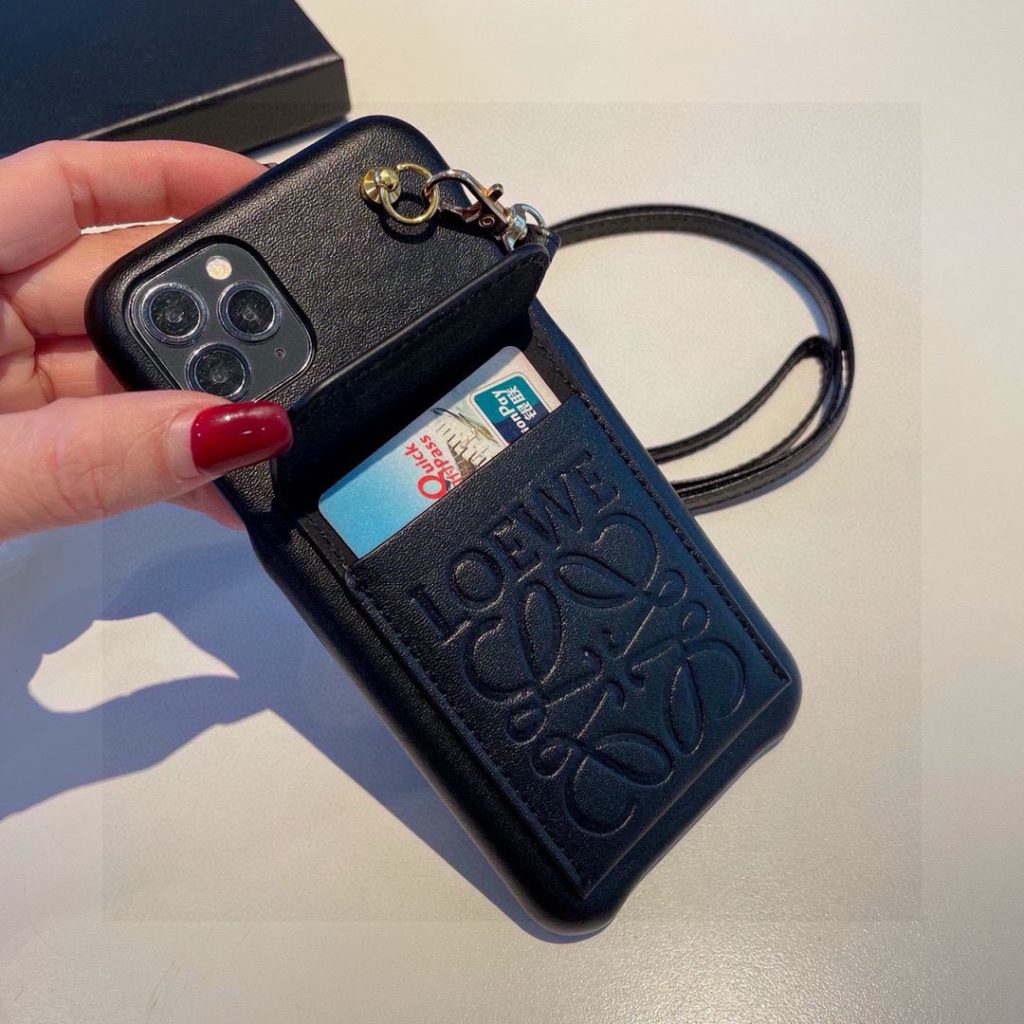 iPhoneケースロエベ iPhoneケース 3色入 カードポケット付き 財布風 ストラップ付き 🖤 - 画像 4