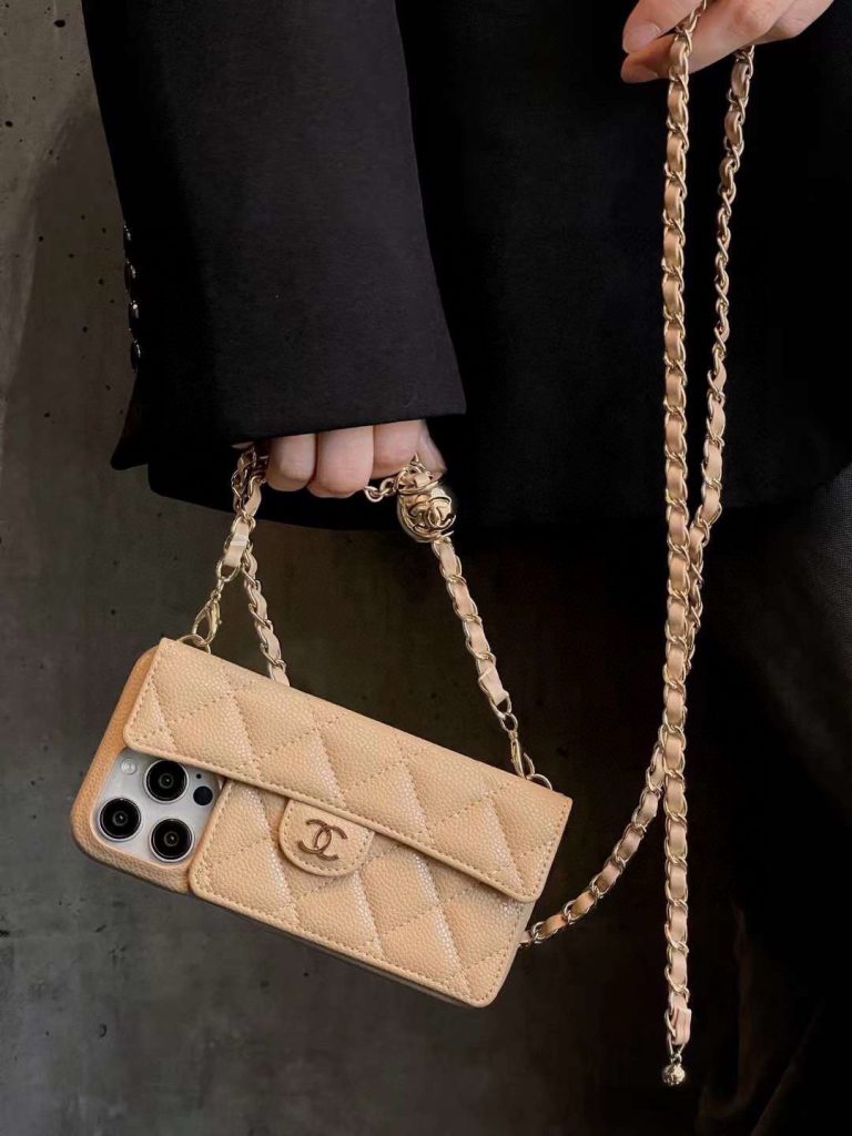 iPhoneケース シャネル CHANEL ファッションスマホケース チェーン付き 2色入 - 画像 2