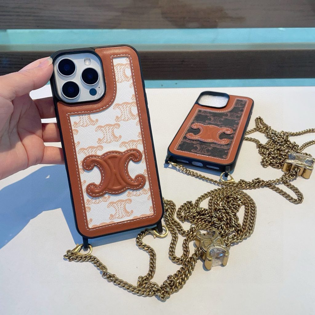 iPhoneケース高級感のある Celine チェーン付きスマホケース 2色入 - 画像 2
