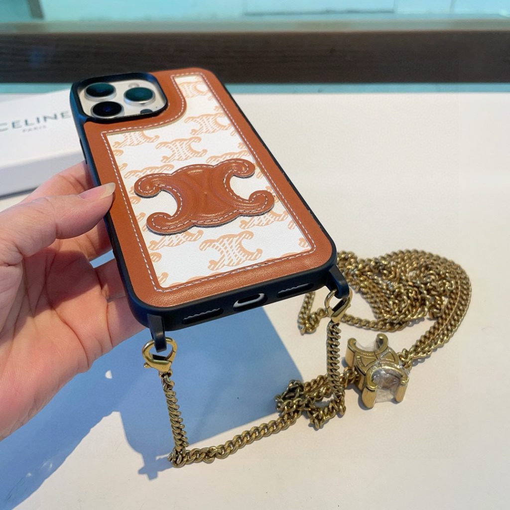 iPhoneケース高級感のある Celine チェーン付きスマホケース 2色入 - 画像 4
