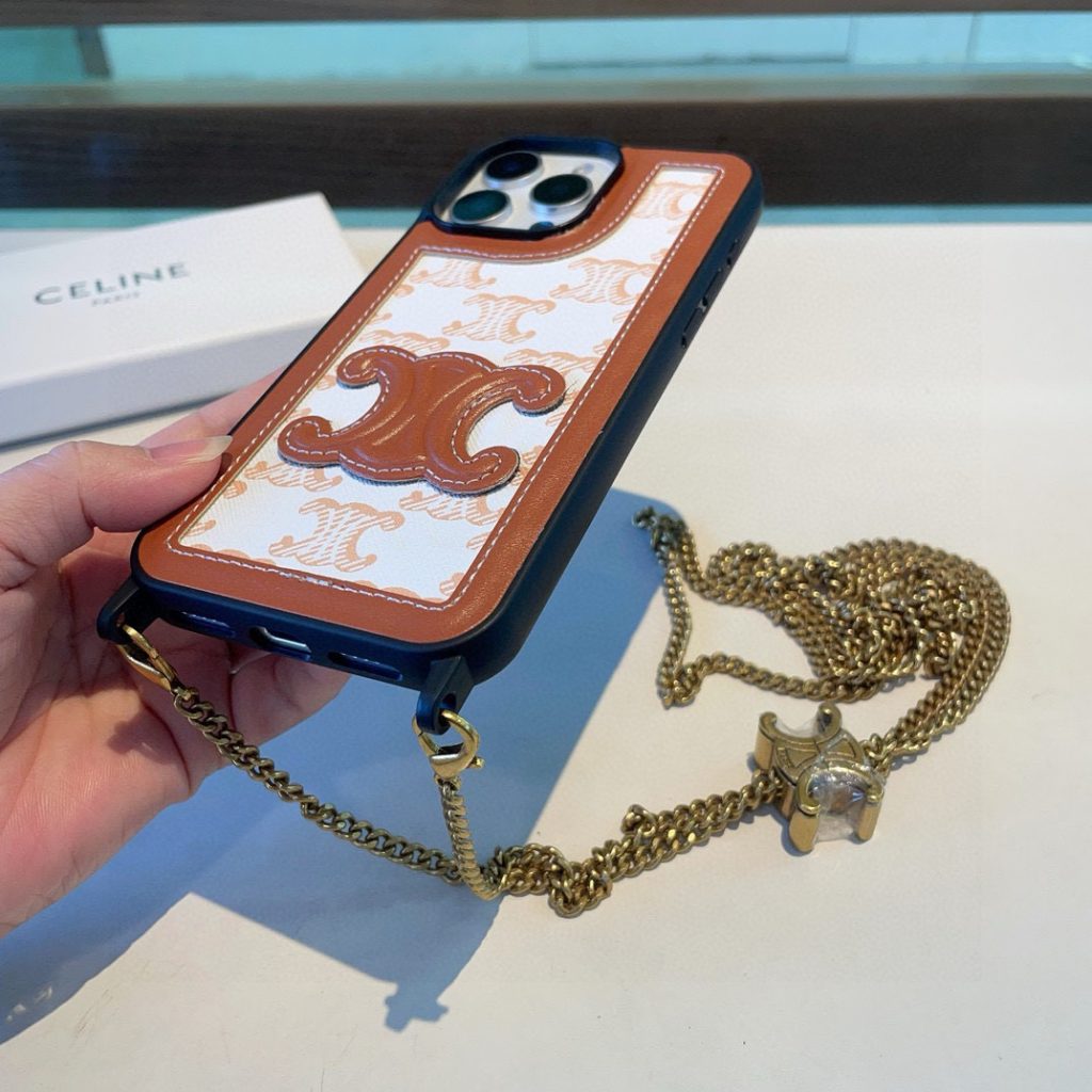 iPhoneケース高級感のある Celine チェーン付きスマホケース 2色入 - 画像 6