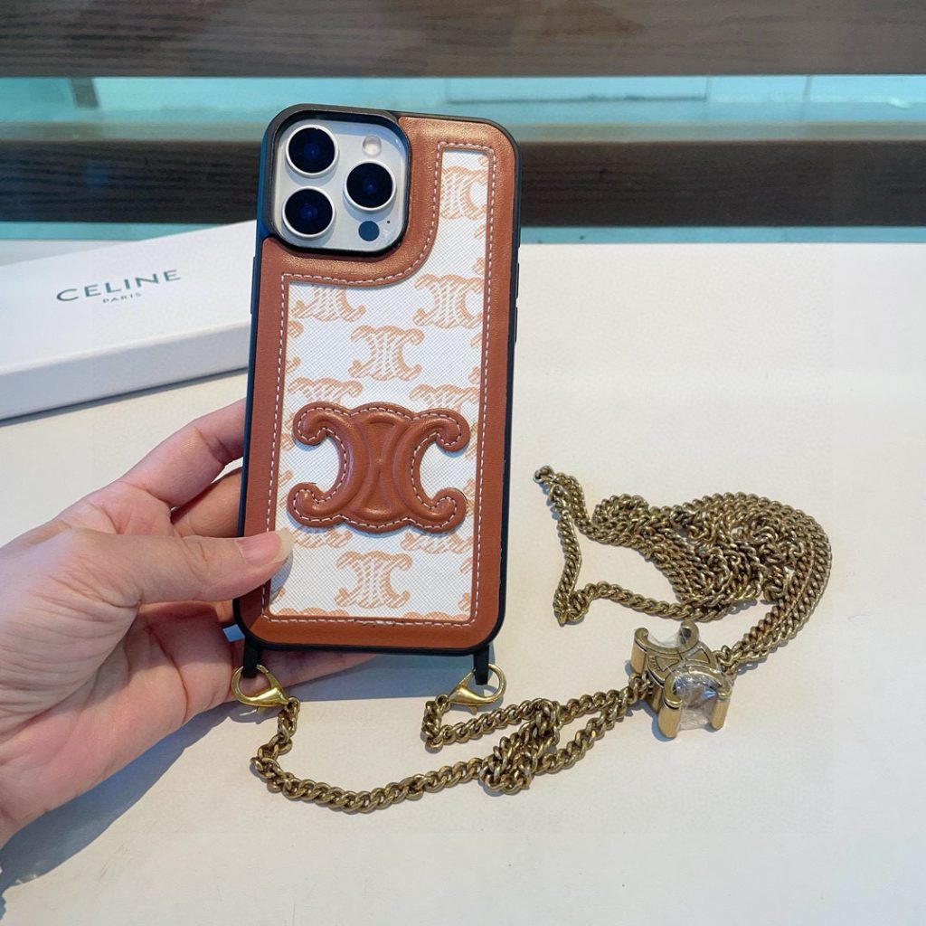 iPhoneケース高級感のある Celine チェーン付きスマホケース 2色入 - 画像 7