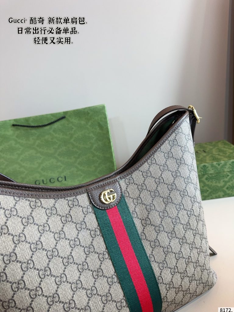 グッチ グッチ シグネチャー ハンドバッグ グリーンレッドストライプ 1色入 🛍️ - 画像 4
