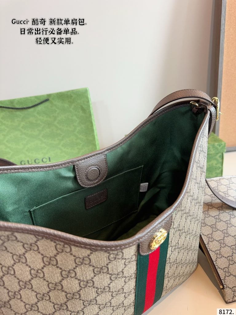 グッチ グッチ シグネチャー ハンドバッグ グリーンレッドストライプ 1色入 🛍️ - 画像 8