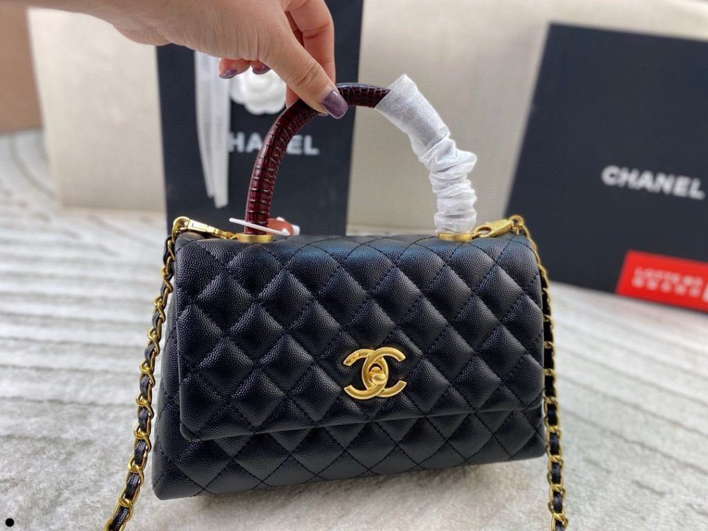 Chanel ハンドル付きハンドバッグ 黒 2WAYチェーン レザー 🖤 - 画像 7