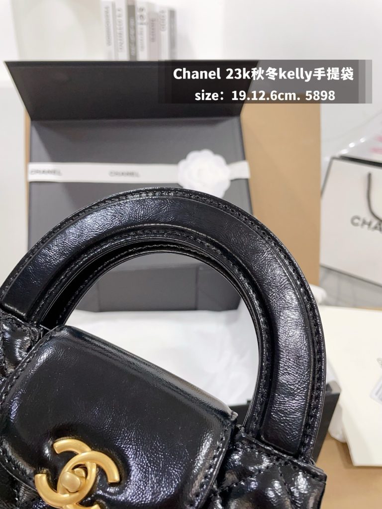 Chanel 23k 秋冬kelly手提袋 黒 19.12.6cm 🖤 - 画像 4