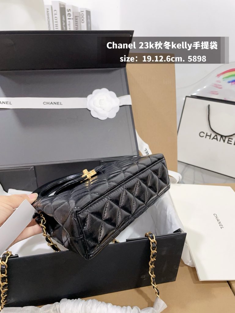Chanel 23k 秋冬kelly手提袋 黒 19.12.6cm 🖤 - 画像 8