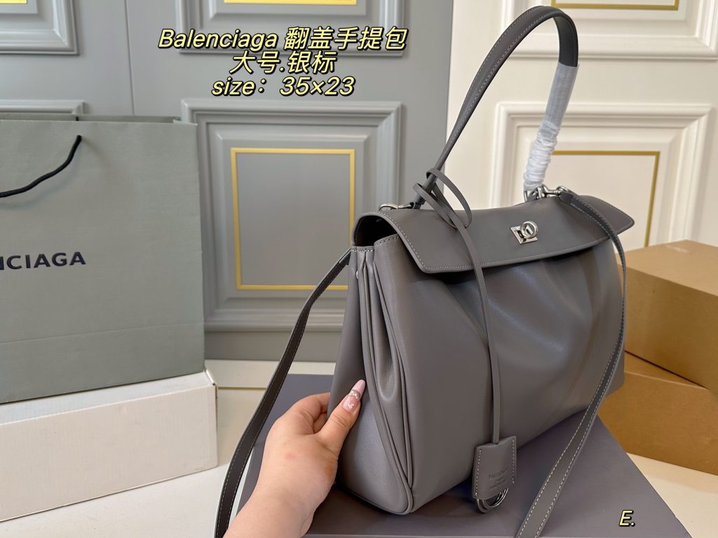 Balenciaga フlipトップハンドバッグ 35×23 グレー 🖤 - 画像 3