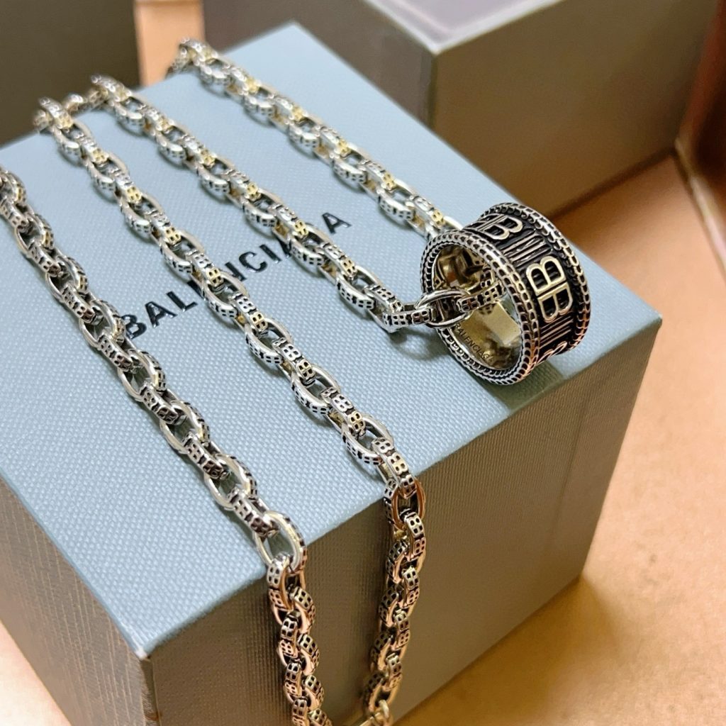 BALenciaga ネックレス メンズ 2色 ロゴ チェーン 31字 - 画像 2