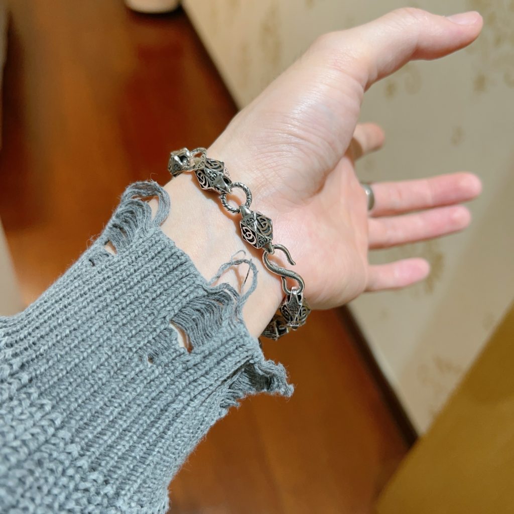 GUCCI ブレスレット シルバー ブルーエンamel メンズ 1点物 🖤 - 画像 4