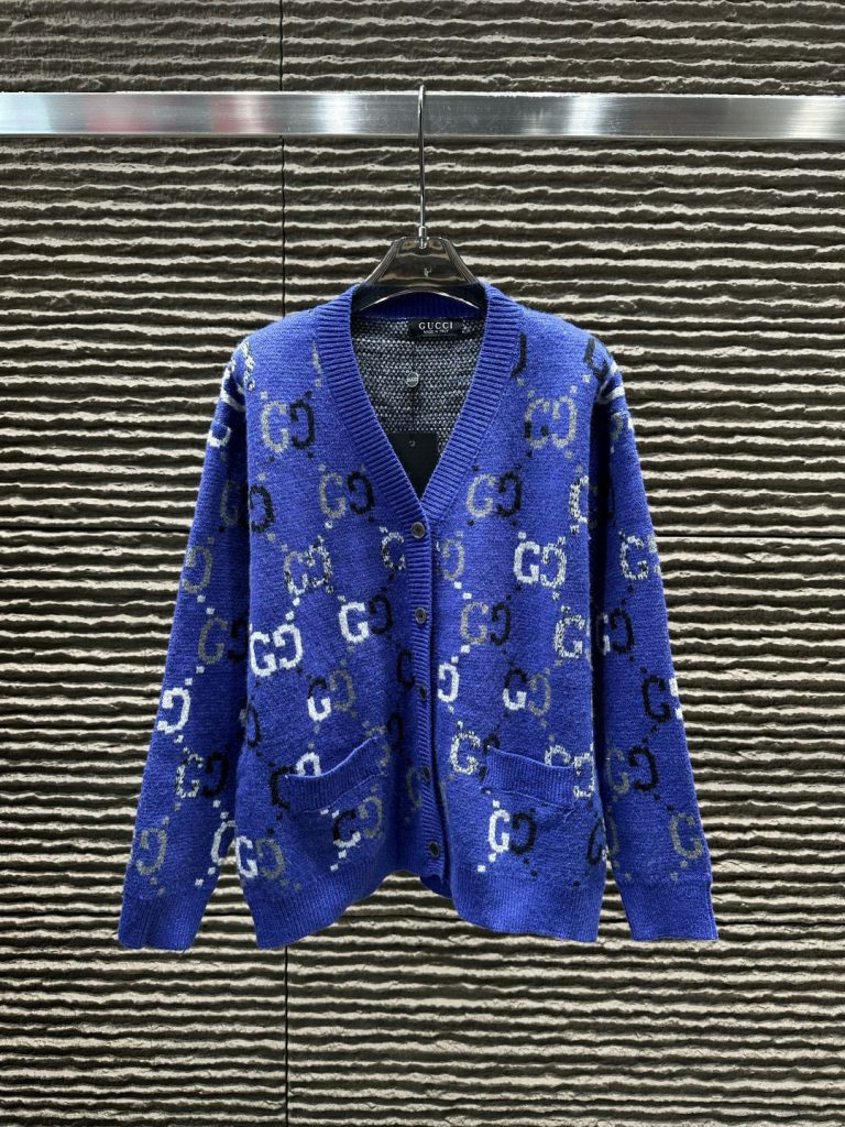 GUCCI ニットカーディガン ブルー・グレー 2色入 - 画像 2