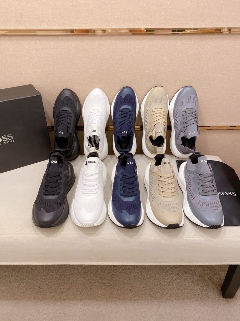 HUGO BOSS 男性用 スニーカー 5色 40サイズ ブラック ホワイト ブルー グレー ベージュ スニーカー おしゃれ かっこいい 40 - 画像 2