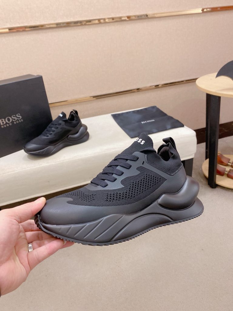 HUGO BOSS 男性用 スニーカー 5色 40サイズ ブラック ホワイト ブルー グレー ベージュ スニーカー おしゃれ かっこいい 40 - 画像 4