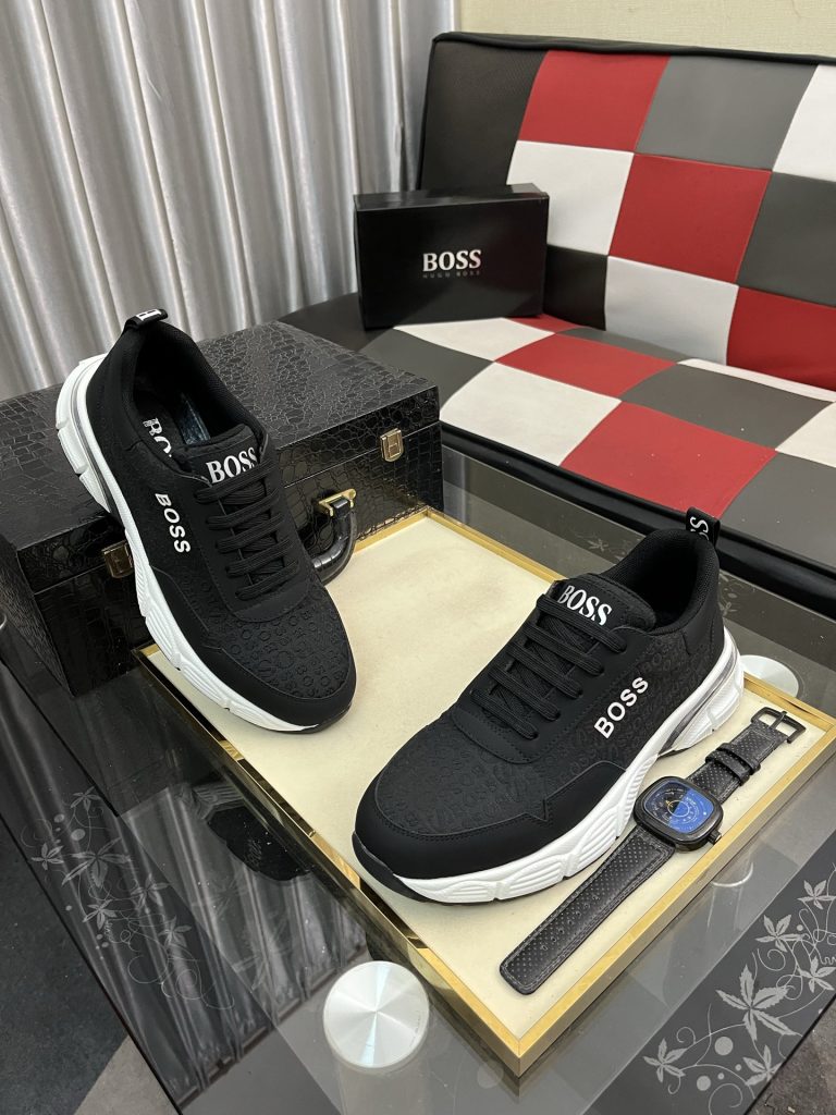 HUGO BOSS 男士运动鞋 ブラック 透かし柄 ファッション ローカット スニーカー 1足 62文字 - 画像 3