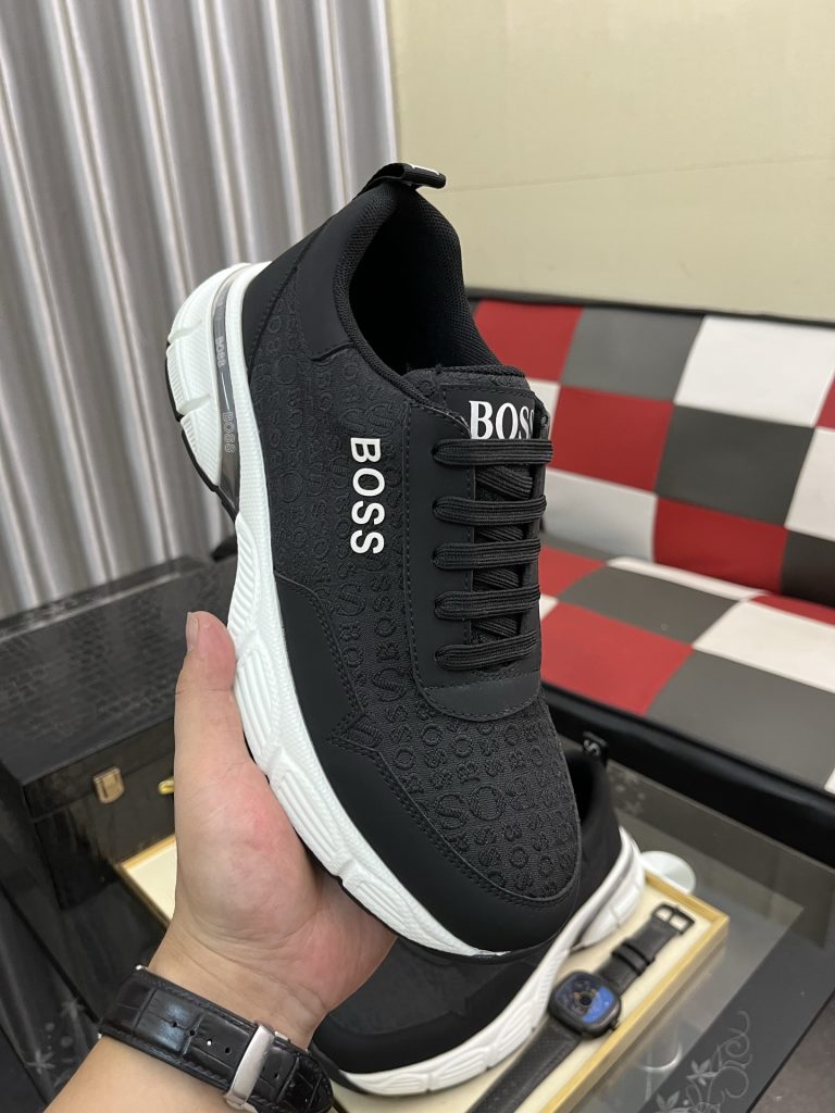HUGO BOSS 男士运动鞋 ブラック 透かし柄 ファッション ローカット スニーカー 1足 62文字 - 画像 4