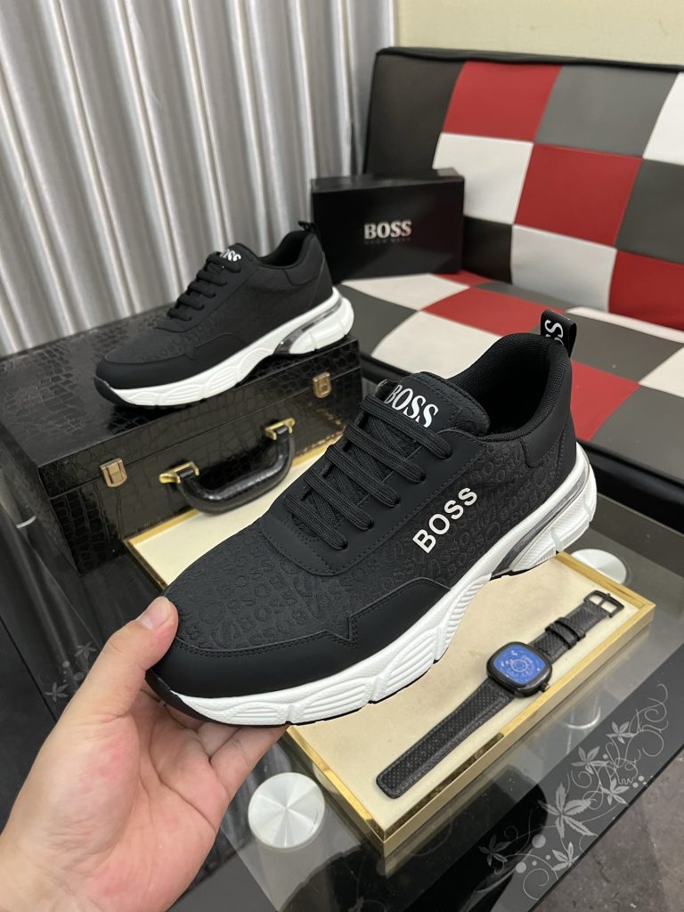 HUGO BOSS 男士运动鞋 ブラック 透かし柄 ファッション ローカット スニーカー 1足 62文字 - 画像 5