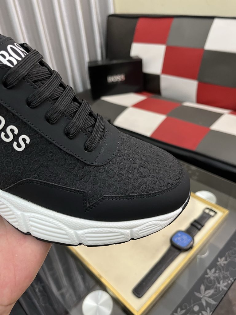 HUGO BOSS 男士运动鞋 ブラック 透かし柄 ファッション ローカット スニーカー 1足 62文字 - 画像 6