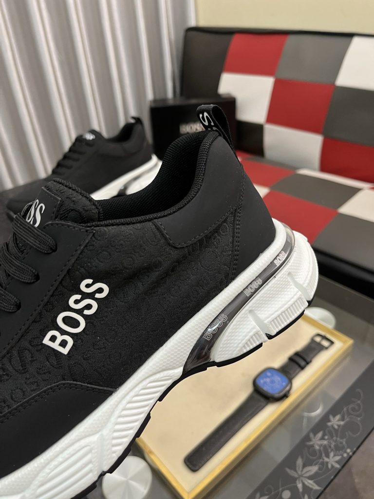 HUGO BOSS 男士运动鞋 ブラック 透かし柄 ファッション ローカット スニーカー 1足 62文字 - 画像 7