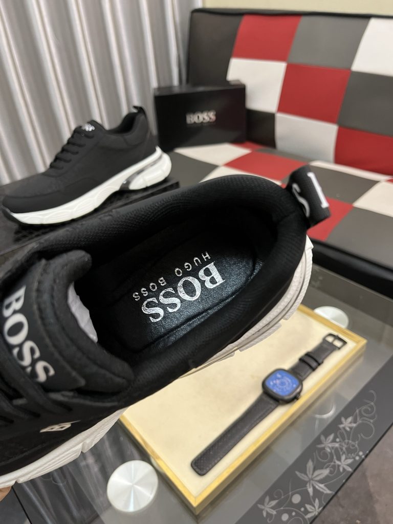 HUGO BOSS 男士运动鞋 ブラック 透かし柄 ファッション ローカット スニーカー 1足 62文字 - 画像 8