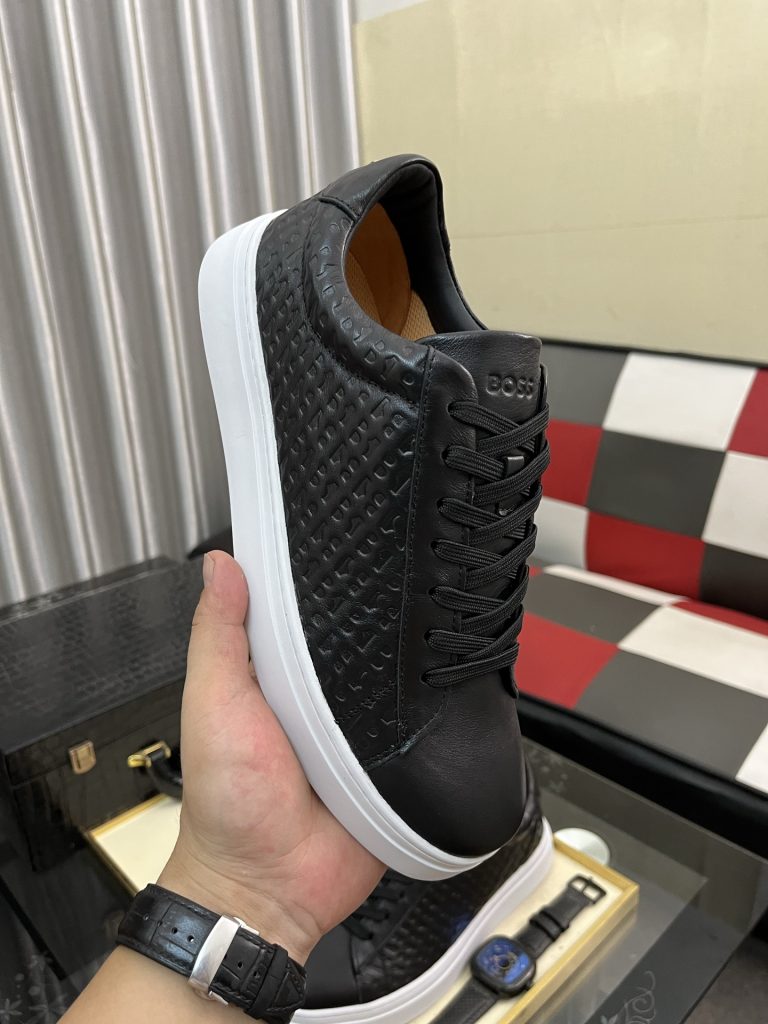 ブラック ボス メンズ スニーカー 3色 ロゴ レザー 靴 1枚目 👞 - 画像 4