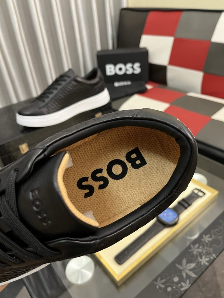 ブラック ボス メンズ スニーカー 3色 ロゴ レザー 靴 1枚目 👞 - 画像 7