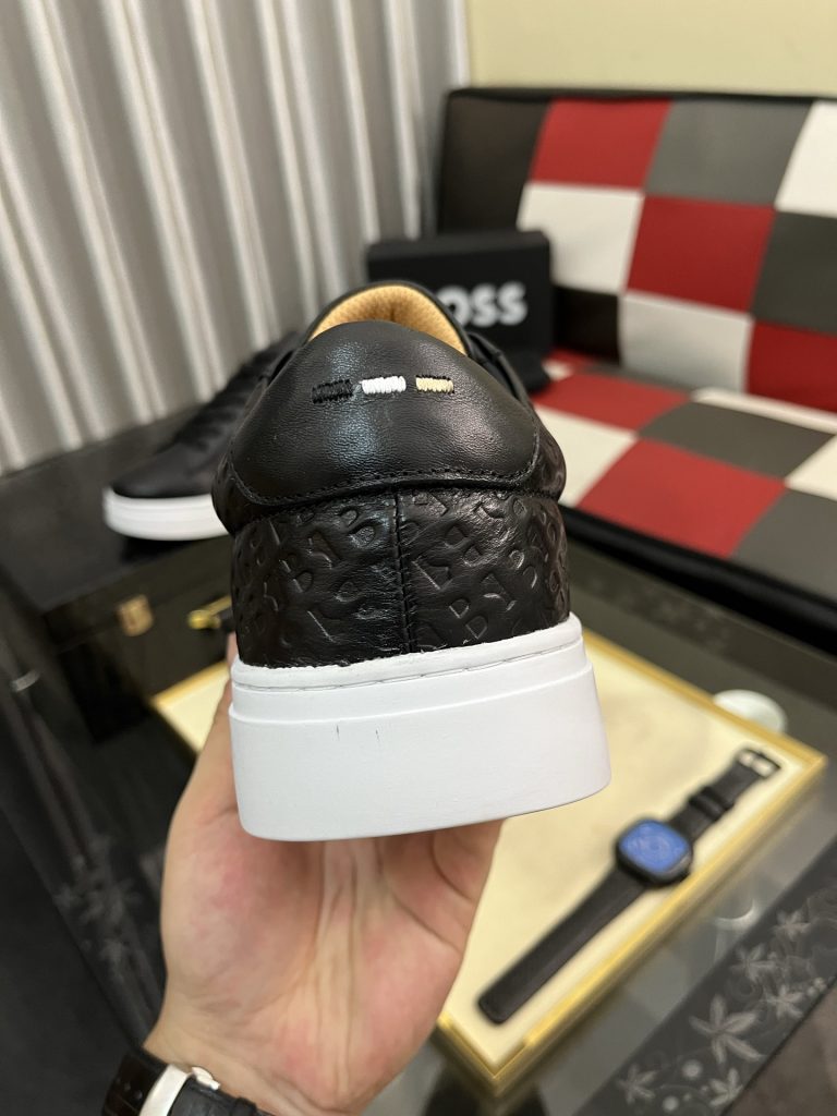ブラック ボス メンズ スニーカー 3色 ロゴ レザー 靴 1枚目 👞 - 画像 8