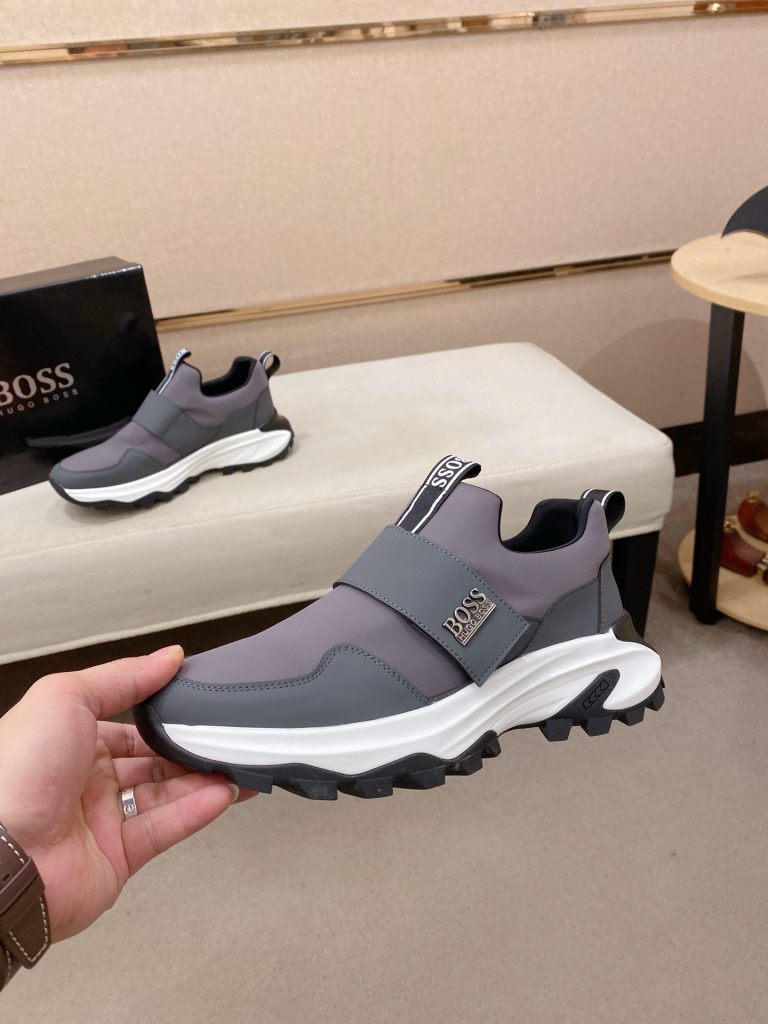 HUGO BOSS メンズスニーカー ローファースタイル 灰色 3色 ファッションブランド シューズ 🦿 - 画像 3