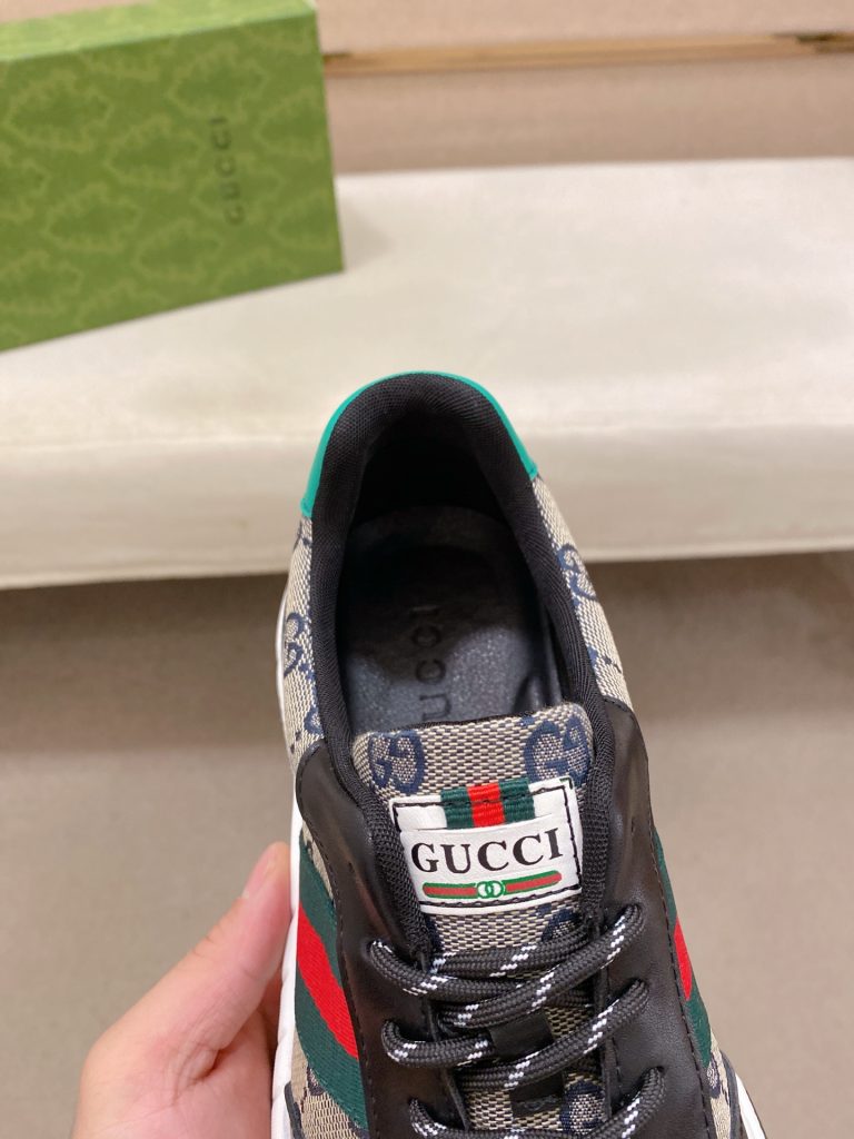 GUCCI メンズ スニーカー グッチ ベルト デザイン 黒 ホワイト レッド グリーン 4色入 🩴 - 画像 6