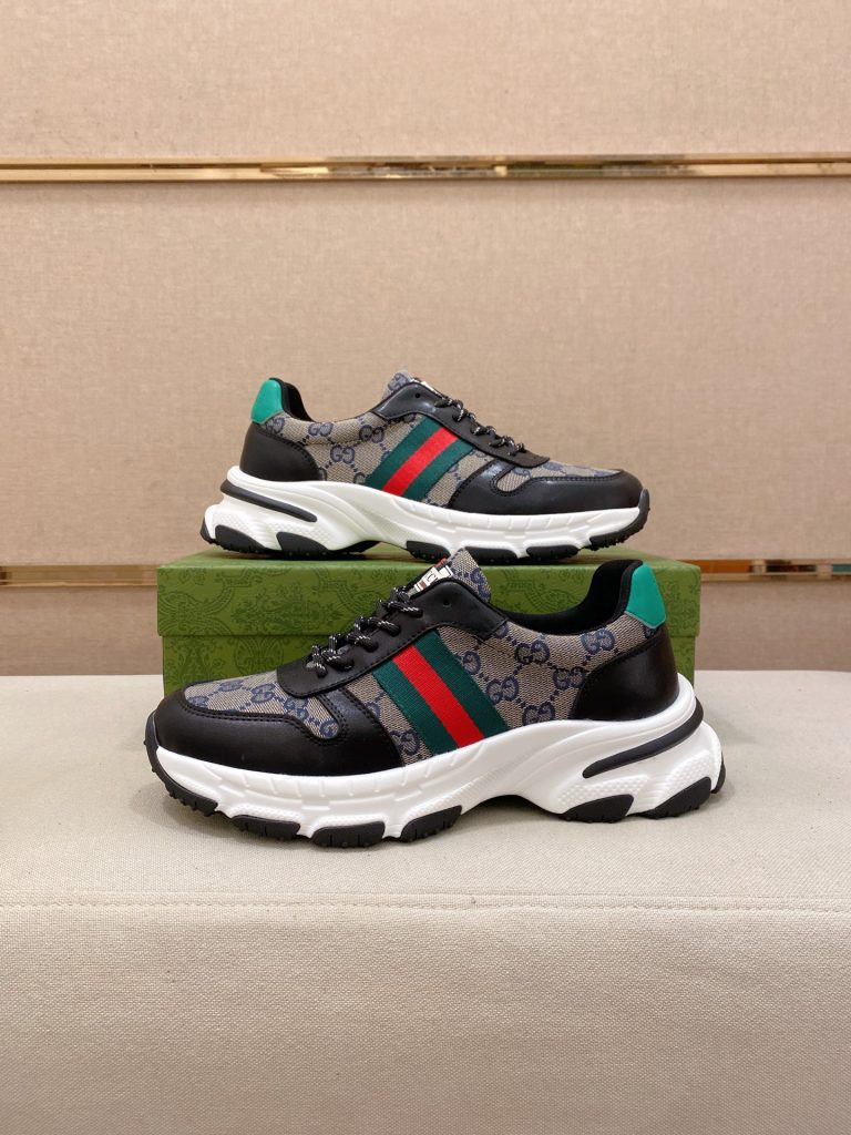 GUCCI メンズ スニーカー グッチ ベルト デザイン 黒 ホワイト レッド グリーン 4色入 🩴 - 画像 7