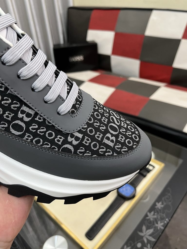 BOSS メンズ スニーカー ブラック グレー 2色 ロゴプリント ファッションシューズ 🥾 - 画像 6
