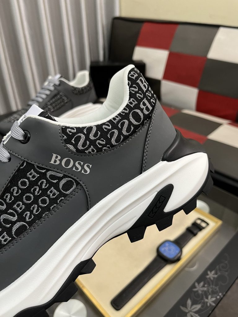 BOSS メンズ スニーカー ブラック グレー 2色 ロゴプリント ファッションシューズ 🥾 - 画像 7