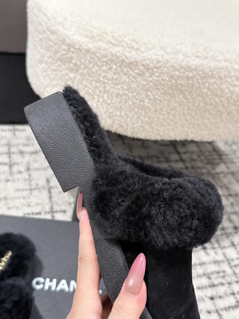 シャネル レディース ファー パンプス ブラック シューズ 1色入 - 画像 7