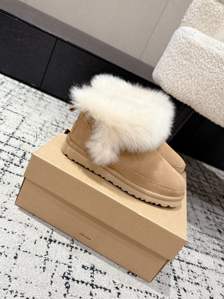 UGG レディース ブーツ ファー付き ベージュ 保温 防寒 2色 - 画像 2