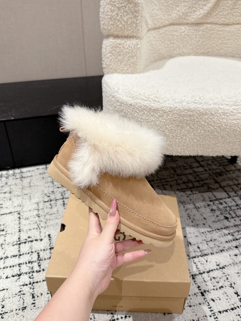 UGG レディース ブーツ ファー付き ベージュ 保温 防寒 2色 - 画像 5