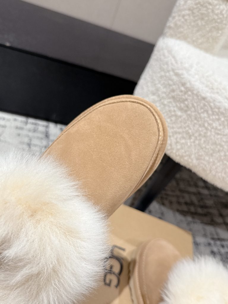 UGG レディース ブーツ ファー付き ベージュ 保温 防寒 2色 - 画像 6
