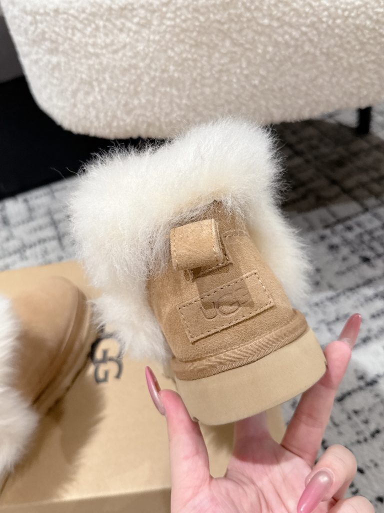 UGG レディース ブーツ ファー付き ベージュ 保温 防寒 2色 - 画像 7