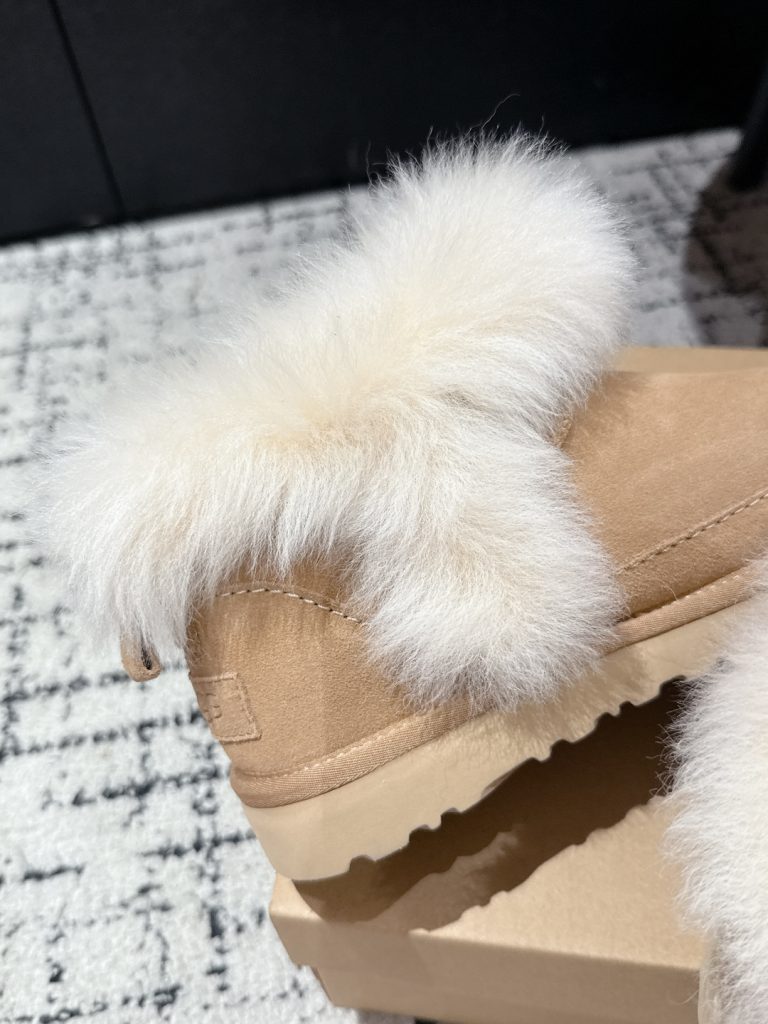 UGG レディース ブーツ ファー付き ベージュ 保温 防寒 2色 - 画像 8