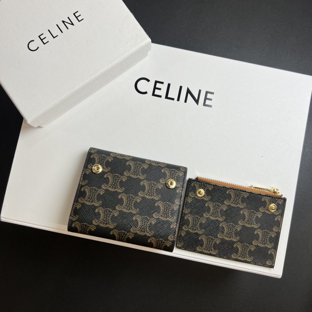 CELINE セリーヌ キャンバス マネークリップ ロゴ デザイン 2点セット - 画像 4
