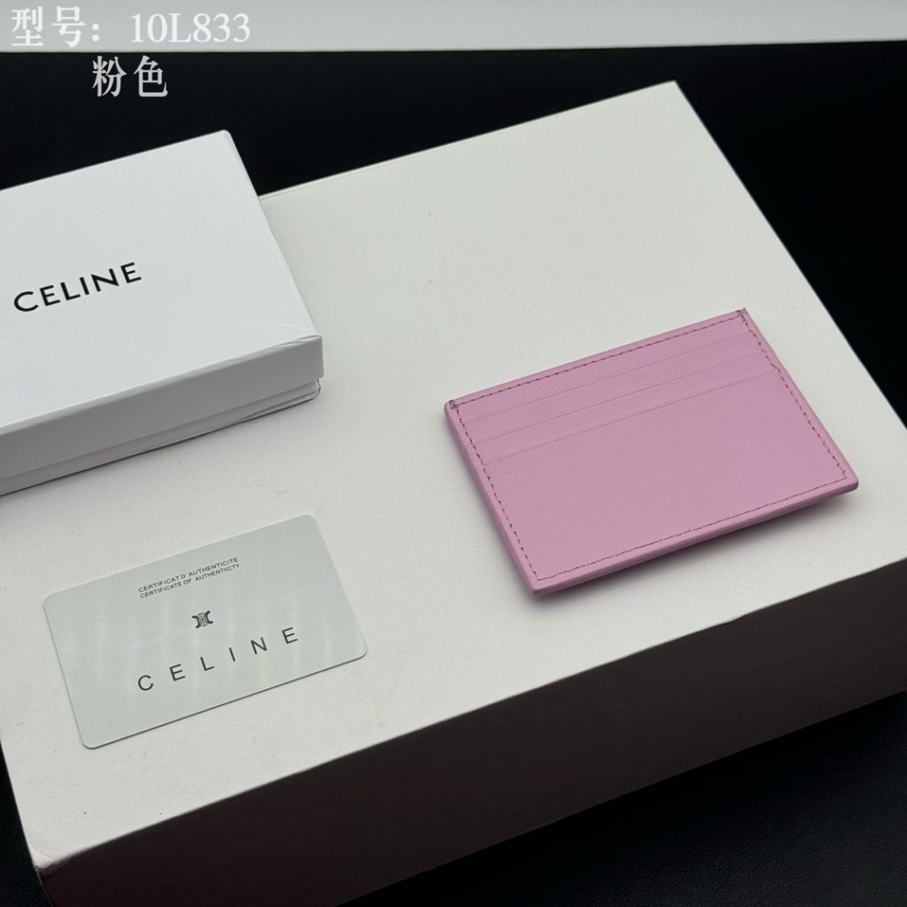 CELINE セリーヌ カードケース 10L833 ピンク 1枚入れ レザー シンプルデザイン 細身 大人可愛い 本物認証済み - 画像 2