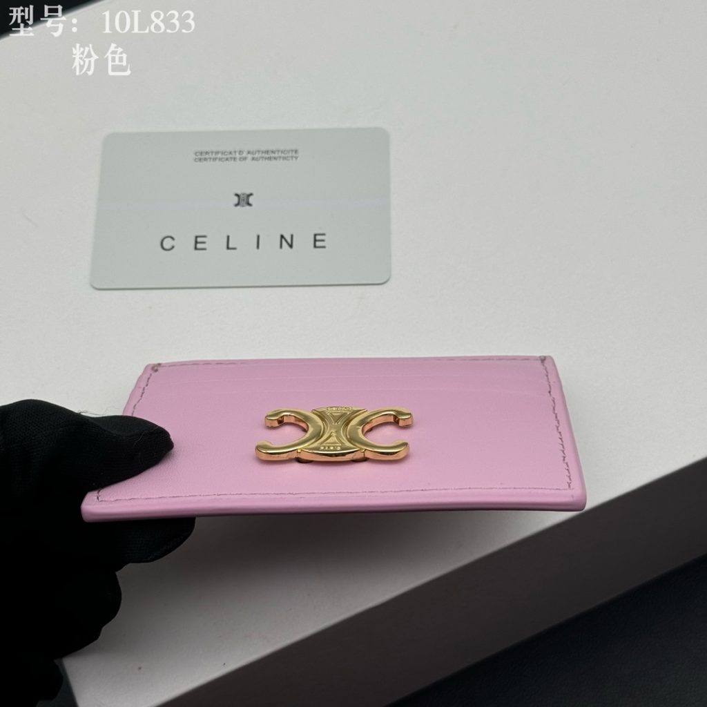 CELINE セリーヌ カードケース 10L833 ピンク 1枚入れ レザー シンプルデザイン 細身 大人可愛い 本物認証済み - 画像 4