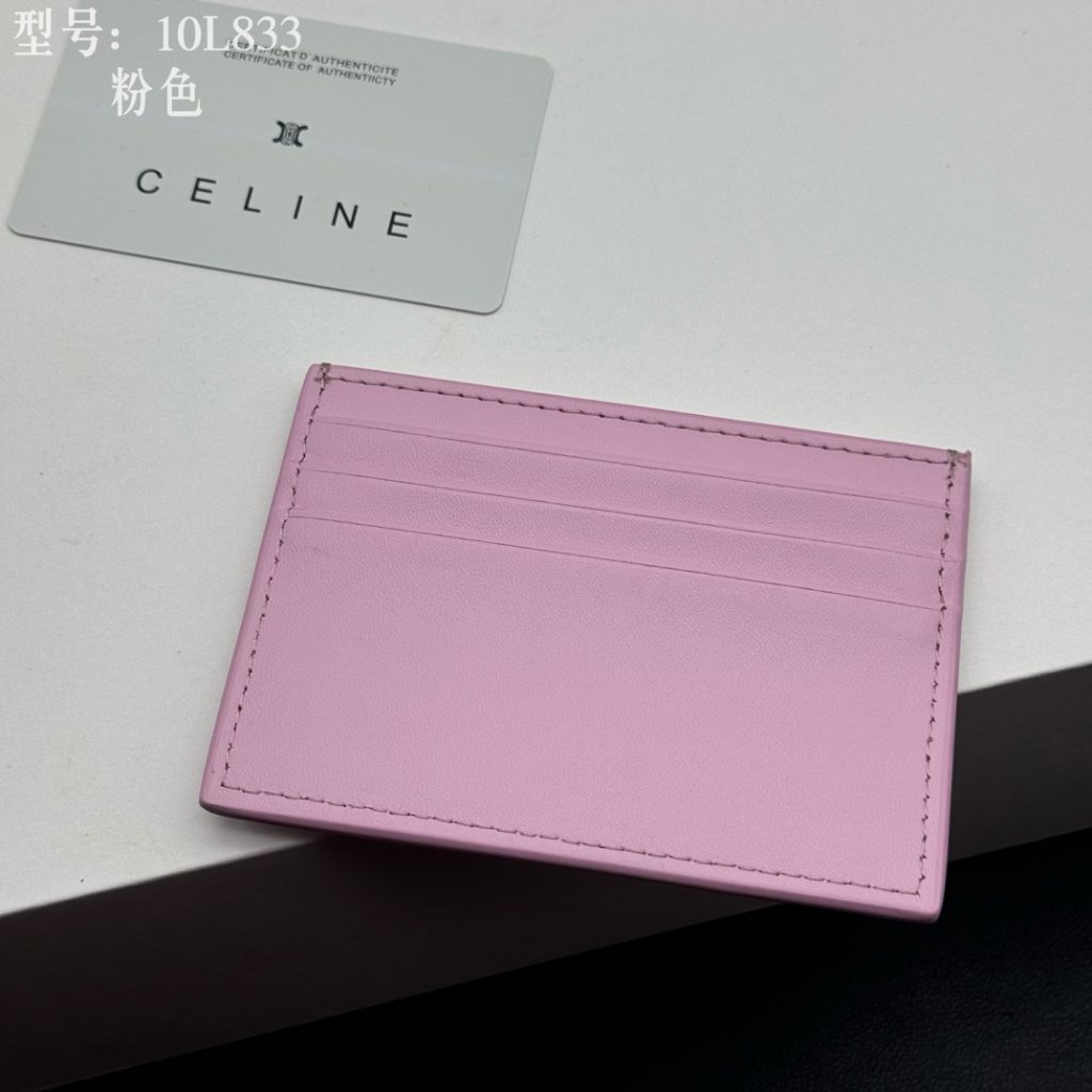 CELINE セリーヌ カードケース 10L833 ピンク 1枚入れ レザー シンプルデザイン 細身 大人可愛い 本物認証済み - 画像 5