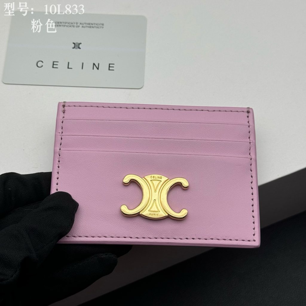 CELINE セリーヌ カードケース 10L833 ピンク 1枚入れ レザー シンプルデザイン 細身 大人可愛い 本物認証済み - 画像 6