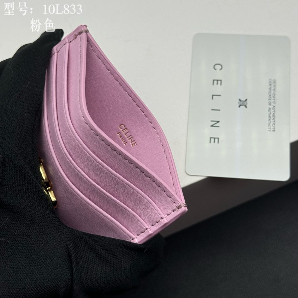 CELINE セリーヌ カードケース 10L833 ピンク 1枚入れ レザー シンプルデザイン 細身 大人可愛い 本物認証済み - 画像 7