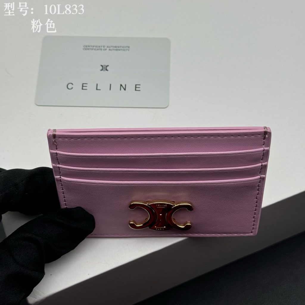 CELINE セリーヌ カードケース 10L833 ピンク 1枚入れ レザー シンプルデザイン 細身 大人可愛い 本物認証済み - 画像 8