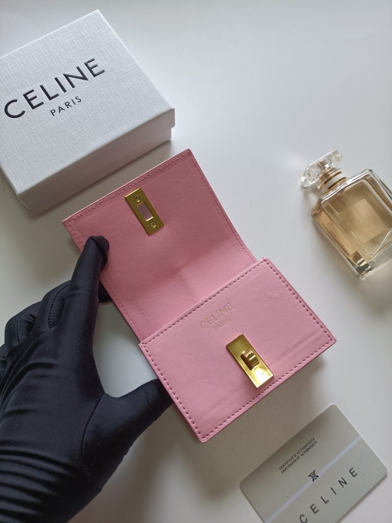 CELINE ピンク サイフ 二つ折り財布 レディース 金具 シンプル おしゃれ - 画像 5